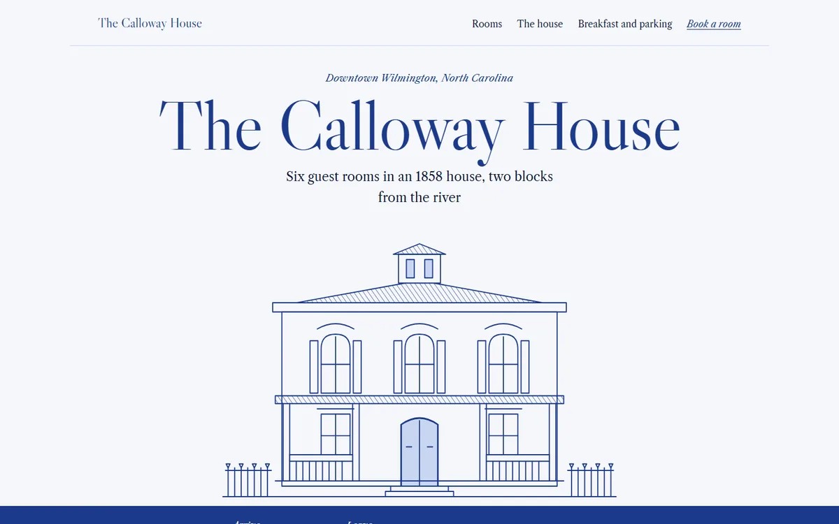 The Calloway House website homepage view