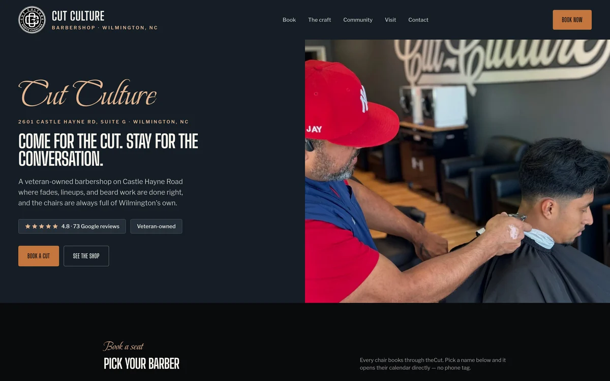 Cut Culture Barbershop — homepage